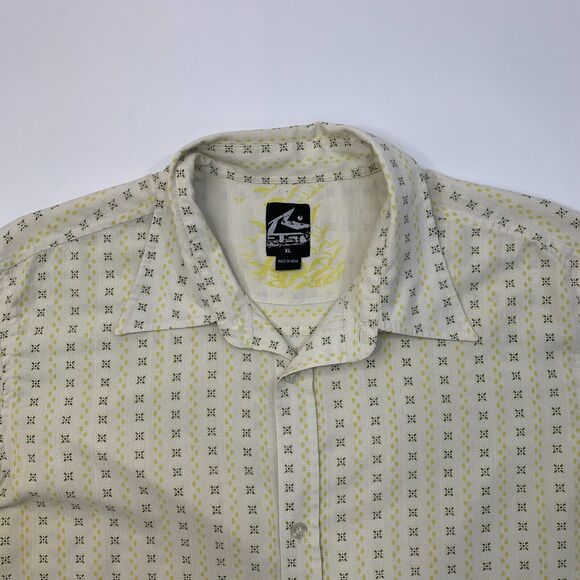 RUSTY Shirt Men XL Extra Large Maze Button Up Patterned Long Sleeve Cotton Blend - Picture 3 of 9